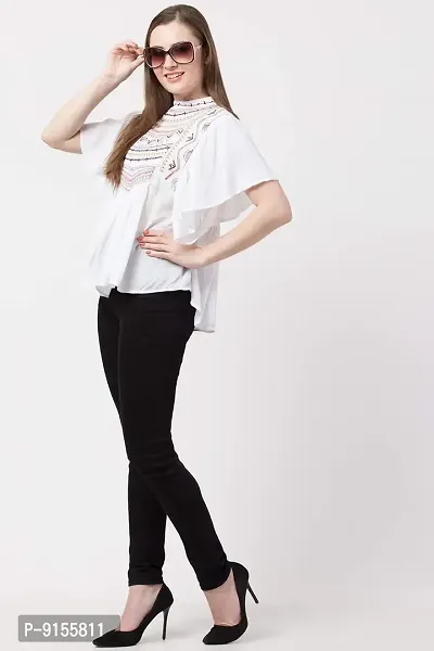 White Embroidery Ruffle top, Small-thumb2