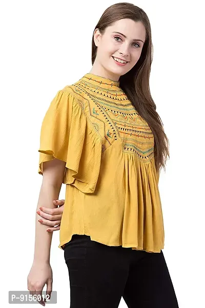 Women TOP KAPTAN (Medium, Yellow)-thumb5