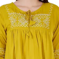 Shiva Fab Women's Rayon Embroidered Regular Short Fit Tops Girls Pack of 1 Top (Small, Mustard EMB)-thumb2