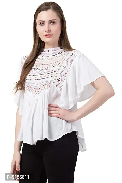 White Embroidery Ruffle top, Small-thumb4