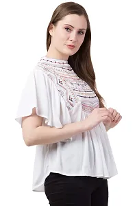 White Embroidery Ruffle top, Small-thumb4