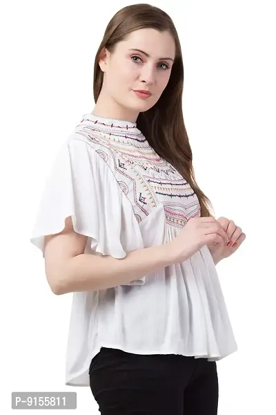 White Embroidery Ruffle top, Small-thumb5