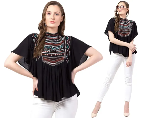 Women's Ruffle top | Designer Tops and Tunics Embroidered Top