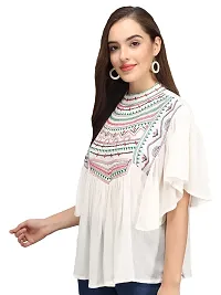 Glamcci Women's Embroidery Kaftan Top (White, Large)-thumb3