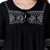 Women's Stylish Casual Embroidered Regular Fit 3/4th Sleeve Top-thumb3