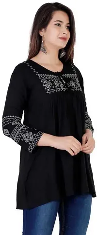 Shanaya Creation Short Kurti for Women | Round Neck Full Sleeves Short Kurti for Women's (XX-Large, Black-EM)-thumb2