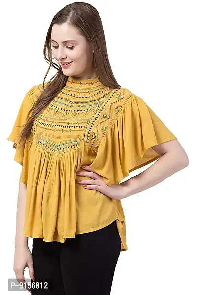 Women TOP KAPTAN (Medium, Yellow)-thumb4