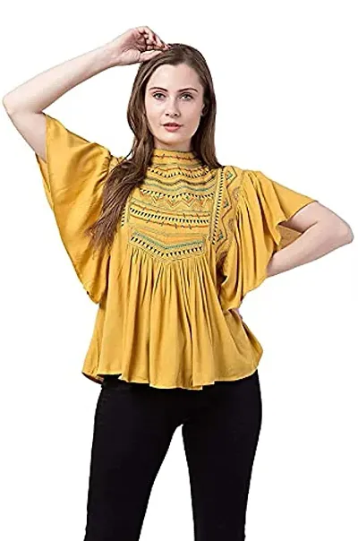 IB STYLES Women's Casual Trendy Embroidered Fusion Top