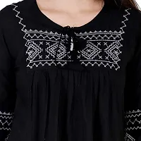 Women's Stylish Black Casual Embroidered Regular Fit for Girls and Women's 3/4th Sleeve Top Vol2-thumb4