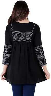 Shanaya Creation Short Kurti for Women | Round Neck Full Sleeves Short Kurti for Women's (XX-Large, Black-EM)-thumb3