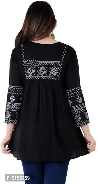 Shanaya Creation Short Kurti for Women | Round Neck Full Sleeves Short Kurti for Women's (XX-Large, Black-EM)-thumb4