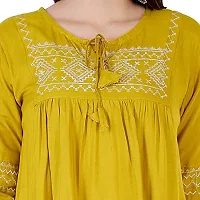 Women�s Stylish Fashionable Rayon Embroidery top Size Casual || Party || Beach || Formal || Meeting || Office wear || Party || Evening || College (Mustard, M)-thumb4