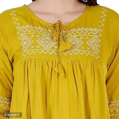 Women�s Stylish Fashionable Rayon Embroidery top Size Casual || Party || Beach || Formal || Meeting || Office wear || Party || Evening || College (Mustard, M)-thumb5