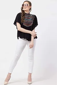 Women's Casual Flared Sleeve Embroidered Riyon Latest Stylish Western Top-thumb4
