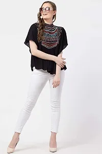 Women's Casual Flared Sleeve Embroidered Riyon Latest Stylish Western Top-thumb5