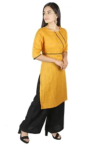 IB STYLES, Women Regular Cotton Kurti with Pant Palazzo Set Latest Deginer Gray Black-thumb3