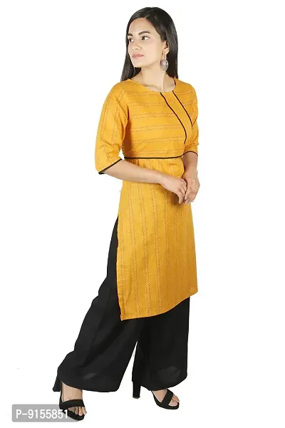 IB STYLES, Women Regular Cotton Kurti with Pant Palazzo Set Latest Deginer Gray Black-thumb4