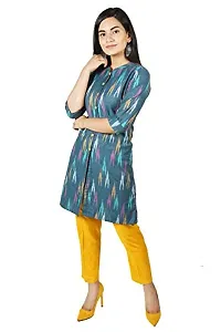 IB STYLES Women' s Slim fit Cotton Kurti Rayon Pant Combo Pack Ladies Kurti Trouser (Blue - X-Large)-thumb2