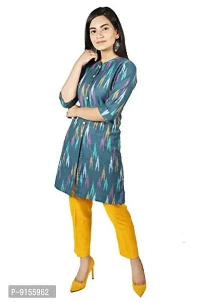 IB STYLES Women' s Slim fit Cotton Kurti Rayon Pant Combo Pack Ladies Kurti Trouser (Blue - X-Large)-thumb3