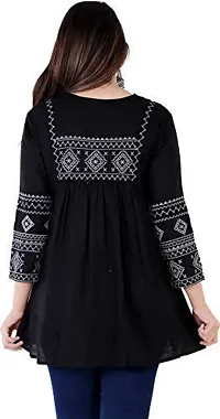 SSF Women's Reyon Embroidered Top (Large, Black)-thumb2