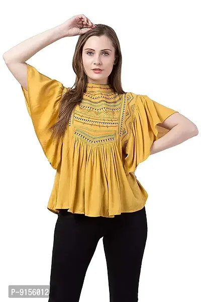 Women TOP KAPTAN (Medium, Yellow)