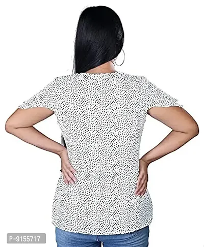 IB Styles Women's Short Top Embroidered All Colour//Fabric Reyon Slub//Pattern Embroidered (Small, White Polka Dots)-thumb2