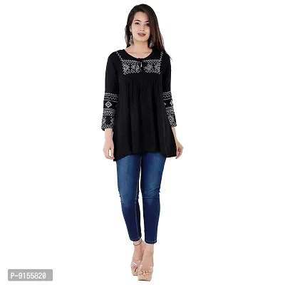 Women's Stylish Casual Embroidered Regular Fit 3/4th Sleeve Top-thumb6