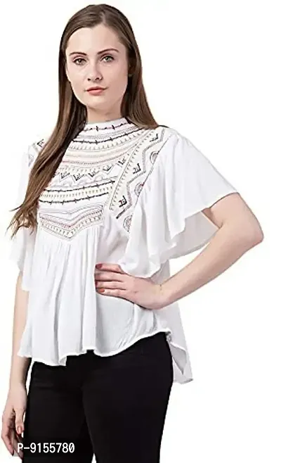 IB STYLES Combo of Plain Stylish Round Neck Rayon Embroidery Top for Women (White - Black, 2XL)-thumb3