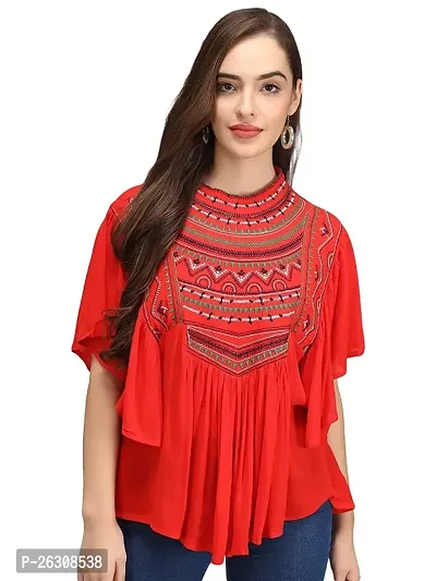 IB STYLES Womens Rayon Embroidered Regular Fit Tops