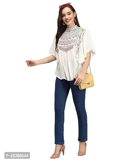 IB STYLES Womens Rayon Embroidered Regular Fit Tops-thumb2