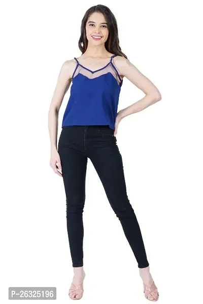 Classic Crepe Solid Crop Tops for Women