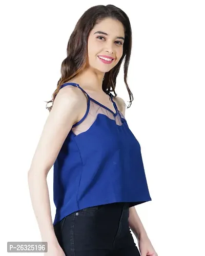 Classic Crepe Solid Crop Tops for Women-thumb2