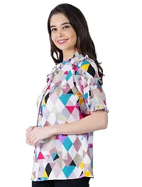 IB STYLES Women's Girl's Multicolor Printed Crepe Stylish Regular Top-thumb1