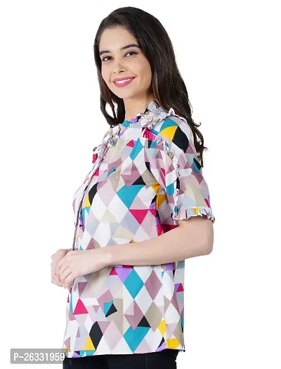 IB STYLES Women's Girl's Multicolor Printed Crepe Stylish Regular Top-thumb2