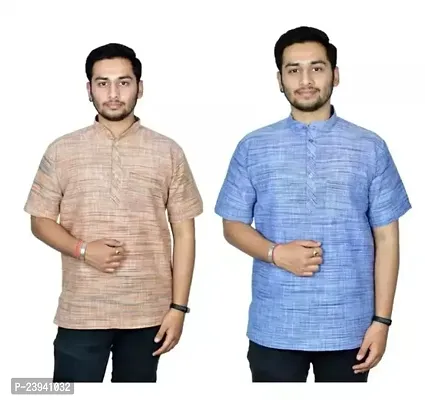 Fancy Cotton Short Kurta for Mens Pack of 2