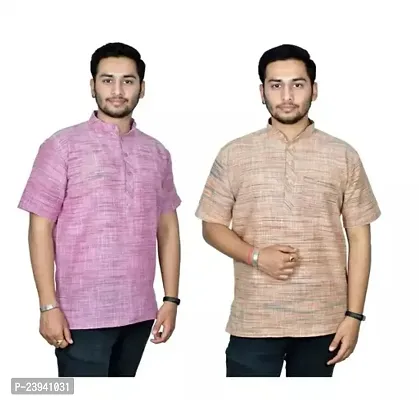 Fancy Cotton Short Kurta for Mens Pack of 2