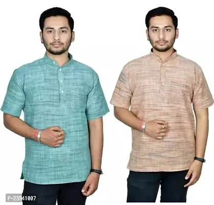 Fancy Cotton Short Kurta for Mens Pack of 2