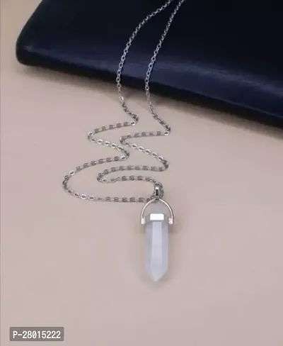 Alluring Silver Silver Plated American Diamond Chain With Pendant For Men-thumb0