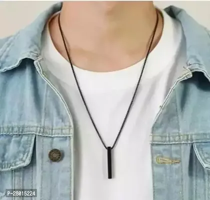 Alluring Black Alloy American Diamond Chain With Pendant For Men-thumb0