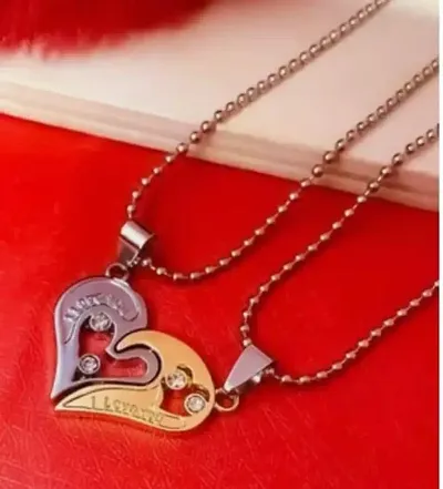 Sullery Valentine Gift I Love You Engraved Heart Dual Locket Pendant