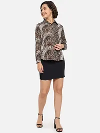 Elegant Brown Polyester Animal Print Shirt For Women-thumb4