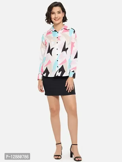 Elegant Multicoloured Crepe Printed Shirt For Women-thumb5