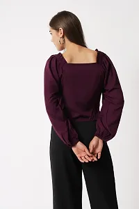 Elegant Purple Crepe Embroidered Top For Women-thumb1