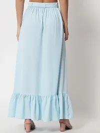 Stylish Crepe Sky Blue Full Length Solid A-line Skirt For Women-thumb1