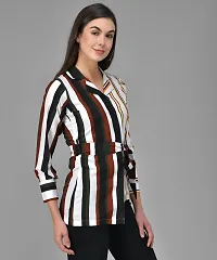 Elegant Multicoloured Crepe Striped Shirt For Women-thumb3