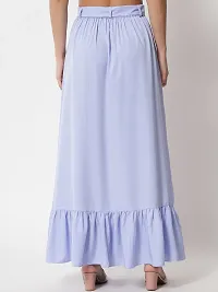 Stylish Crepe Light Blue Full Length Solid A-line Skirt For Women-thumb1