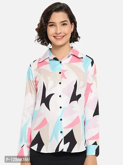 Elegant Multicoloured Crepe Printed Shirt For Women-thumb0