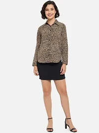 Elegant Brown Polyester Animal Print Shirt For Women-thumb4