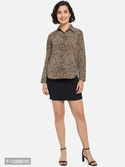 Elegant Brown Polyester Animal Print Shirt For Women-thumb5