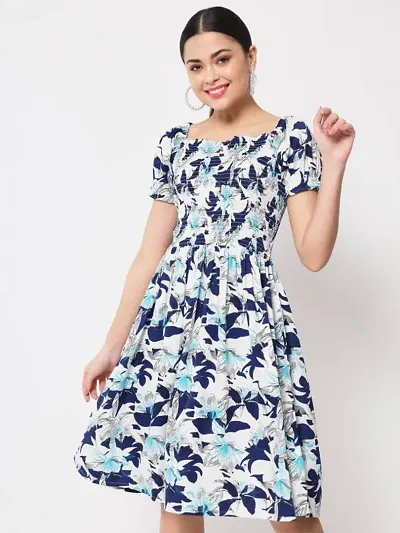 Stylish Crepe Fit And Flare Dress For Women